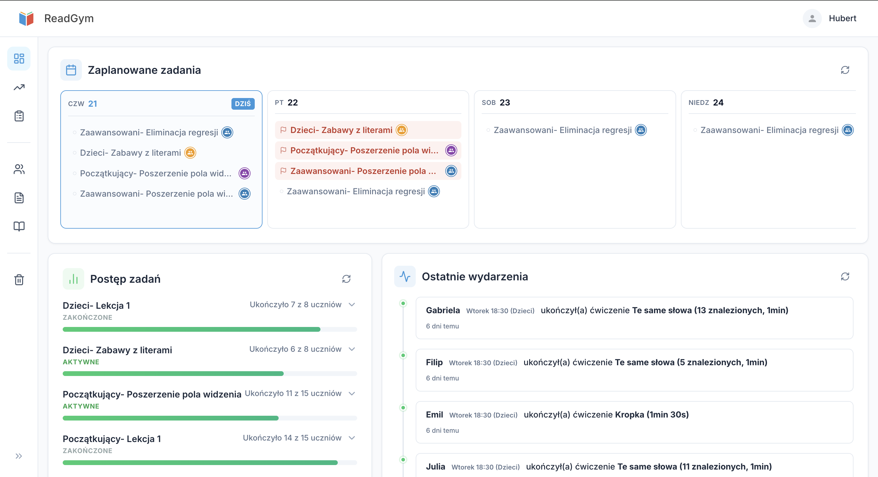 ReadGym Classroom Dashboard